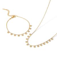 Titanium Steel Bracelet, Vacuum Ion Plating, fashion jewelry & adjustable & micro pave cubic zirconia & for woman, golden 