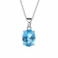 Brass Jewelry Necklace, with Topaze, with 1.96 inch extender chain, platinum color plated, for woman, skyblue Approx 15.75 Inch 