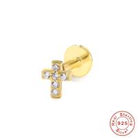 Cubic Zirconia Micro Pave Sterling Silver Earring, 925 Sterling Silver, gold color plated & micro pave cubic zirconia & for woman 