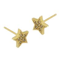 Cubic Zirconia Micro Pave Brass Earring, Star, gold color plated, fashion jewelry & micro pave cubic zirconia & for woman, golden 