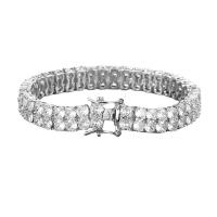 Cubic Zirconia Zinc Alloy Bracelet, silver color plated, fashion jewelry & Unisex & micro pave cubic zirconia, silver color, 10mm 