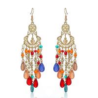 Fashion Fringe Earrings, Zinc Alloy, with Seedbead, Geometrical Pattern, gold color plated, Bohemian style & for woman & hollow 