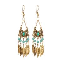 Fashion Fringe Earrings, Zinc Alloy, with Seedbead, gold color plated, Bohemian style & for woman & with rhinestone 