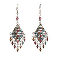 Fashion Fringe Earrings, Zinc Alloy, Geometrical Pattern, platinum color plated, Bohemian style & for woman & with rhinestone 