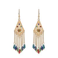 Fashion Fringe Earrings, Zinc Alloy, Geometrical Pattern, gold color plated, Bohemian style & for woman & with rhinestone 65mm 