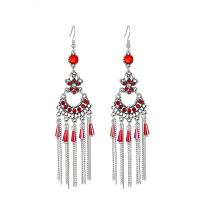 Fashion Fringe Earrings, Zinc Alloy, with Crystal, antique silver color plated, Bohemian style & for woman & with rhinestone 