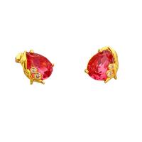 Crystal Jewelry Earring, Brass, with Crystal, Teardrop, 18K gold plated, for woman & faceted 