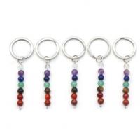 Gemstone Key Clasp, with Iron, silver color plated, Unisex, mixed colors, 80mm 
