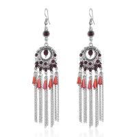 Fashion Fringe Earrings, Zinc Alloy, antique silver color plated, for woman & with rhinestone & hollow 