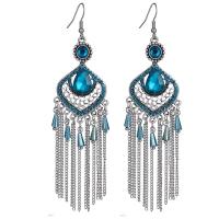 Fashion Fringe Earrings, Zinc Alloy, Geometrical Pattern, plated, for woman & with rhinestone & hollow 