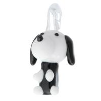 Tier Murano Anhänger, Lampwork, Hund, unisex, weiß und schwarz, 17x33x18mm, Bohrung:ca. 4mm, verkauft von PC