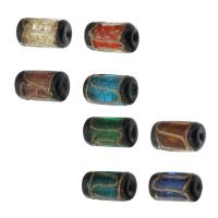 Goldsand Lampwork Perlen, Zylinder, DIY, keine, 10x17x10mm, Bohrung:ca. 2mm, verkauft von PC