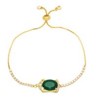 Cubic Zirconia Micro Pave Brass Bracelet, 18K gold plated, micro pave cubic zirconia & for woman .4 Inch 