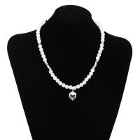 Katzenauge Halskette, mit Titanstahl, mit Verlängerungskettchen von 5cm, Herz, poliert, Modeschmuck & unisex, weiß, 8mm, Länge:48 cm, verkauft von PC