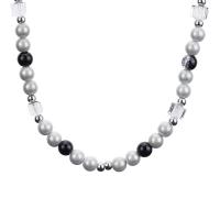 Plastic Pearl Necklace, ABS Plastic Pearl, with Glass Beads & Titanium Steel, with 10cm extender chain, polished, fashion jewelry & Unisex cm 