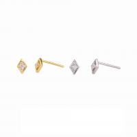 Cubic Zirconia Micro Pave Sterling Silver Earring, 925 Sterling Silver, Rhombus, plated, micro pave cubic zirconia & for woman 