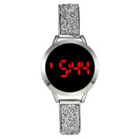 LED Light Watch, Zinc Alloy, with Glass & 304 Stainless Steel, waterproofless & Chinese movement & for woman & with rhinestone 