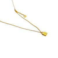 Brass Jewelry Necklace, with 6cm extender chain, Lock, 18K gold plated, for woman & enamel Approx 50 cm 