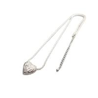 Brass Jewelry Necklace, Heart, silver color plated, for woman Approx 18 Inch 