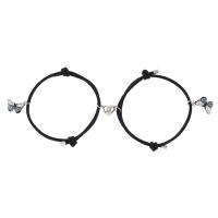 Couple Bracelet, Zinc Alloy, with Polyester Cord, Butterfly, silver color plated, 2 pieces & with magnetic & adjustable & for woman & enamel cm 