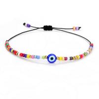 Evil Eye Jewelry Bracelet, Seedbead, with Polyester Cord & Resin, Unisex & adjustable Inch 