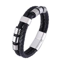 Leder Armband, mit 316 Edelstahl, poliert, Modeschmuck & unterschiedliche Länge der Wahl & für den Menschen, keine, 12mm, verkauft von PC