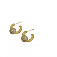 Cubic Zirconia Micro Pave Brass Earring, real gold plated, micro pave cubic zirconia & for woman, gold 