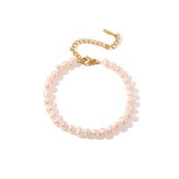 Cultured Freshwater Pearl Bracelets, 304 Stainless Steel, with Freshwater Pearl, with 6cm extender chain, Vacuum Plating, fashion jewelry & for woman, two different colored, 6mm .5 cm 