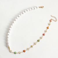 Plastic Pearl Necklace, Zinc Alloy, with ABS Plastic Pearl, with 5cm extender chain, Vacuum Plating, fashion jewelry & for woman, multi-colored cm 