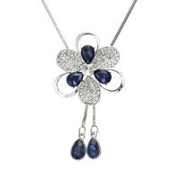 Crystal Sweater Chain Necklace, Zinc Alloy, with Crystal, Flower, silver color plated, Adjustable & for woman & with rhinestone, silver color Approx 35.43 Inch 