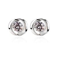 Cubic Zircon Brass Earring, platinum color plated, micro pave cubic zirconia & for woman, 11mm 
