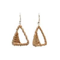 Rattan Earring, Zinc Alloy, with Rattan, gold color plated, folk style & for woman 