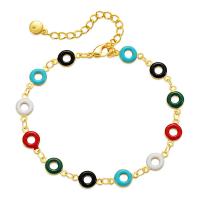 Bracelets Brass Enamel, laiton, Plaqué or 18K, pour femme & émail, multicolore Environ 6.7 pouce, Vendu par PC