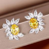 Cubic Zirconia Micro Pave Brass Earring, plated, micro pave cubic zirconia & for woman 17mm 