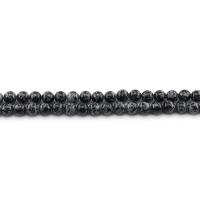 Schneeflocke Obsidian Perlen, rund, poliert, DIY & verschiedene Größen vorhanden, schwarz, Länge:ca. 38 cm, verkauft von Strang