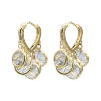 Huggie Hoop Drop Earring, Zinc Alloy, with Crystal & Plastic Pearl, gold color plated & for woman, golden 