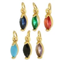 Cubic Zirconia Brass Pendants, with Cubic Zirconia, Horse Eye, gold color plated, DIY Approx 3.5mm 