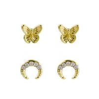Zinc Alloy Rhinestone Stud Earring, gold color plated, 2 pieces & fashion jewelry & for woman & with rhinestone 5mm 