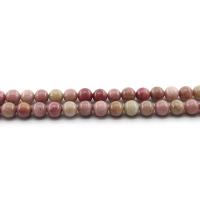 Holzmaserung Stein Perlen, Grain Stein, rund, poliert, DIY & verschiedene Größen vorhanden, Rosa, Länge:ca. 38 cm, verkauft von Strang