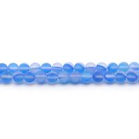 искусственный лунный камень Бусины, Круглая, полированный, DIY & разный размер для выбора & глазированный, голубой, длина:Приблизительно 38 см, продается Strand