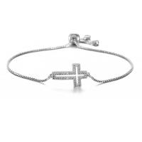 Cubic Zirconia Micro Pave Brass Bracelet, Cross, plated, Adjustable & micro pave cubic zirconia & for woman 210mm 