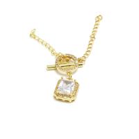 Brass Toggle Clasp, gold color plated & micro pave cubic zirconia, gold 