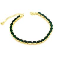 Cubic Zirconia Micro Pave Brass Bracelet, gold color plated & micro pave cubic zirconia & for woman & enamel 220mm 