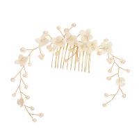 Decorative Hair Combs, Zinc Alloy, with ABS Plastic Pearl & Porcelain, plated, fashion jewelry & for woman 