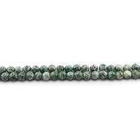 Grüner Tupfen Stein Perlen, Grüner Punkt Stein, rund, poliert, DIY & verschiedene Größen vorhanden, grün, Länge:ca. 38 cm, verkauft von Strang