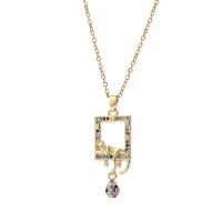 Cubic Zircon Micro Pave Brass Necklace, with 1.96inch extender chain, Leopard, real gold plated, oval chain & micro pave cubic zirconia & for woman & hollow Approx 15.7 Inch 