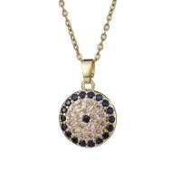 Cubic Zircon Micro Pave Brass Necklace, with 1.96inch extender chain, Eye, real gold plated, oval chain & micro pave cubic zirconia & for woman Approx 15.7 Inch 