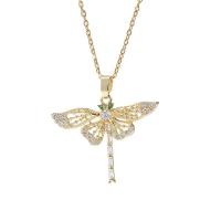 Cubic Zircon Micro Pave Brass Necklace, with 1.96inch extender chain, Dragonfly, plated, oval chain & micro pave cubic zirconia & for woman & hollow Approx 15.7 Inch 