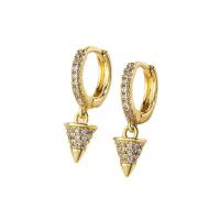 Huggie Hoop Drop Earring, Brass, 18K gold plated, micro pave cubic zirconia 