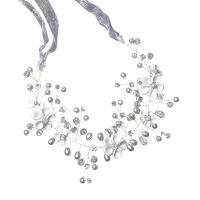 Nuptiale bande de cheveux, alliage de zinc, avec Plastique ABS perle & argile de polymère & cristal, Placage de couleur argentée, bijoux de mode & pour femme, blanc Vendu par PC